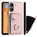 For Xiaomi Redmi 13C 4G / Poco C65 Organ Card Bag Ring Holder PU Phone Case(Pink)