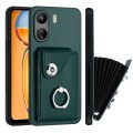 For Xiaomi Redmi 13C 4G / Poco C65 Organ Card Bag Ring Holder PU Phone Case(Green)