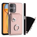 For Xiaomi Redmi 13C 5G / Redmi 13R Organ Card Bag Ring Holder PU Phone Case(Pink)