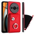 For Xiaomi Redmi A3 4G Organ Card Bag Ring Holder PU Phone Case(Red)
