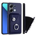 For Xiaomi Redmi Note 13 4G Global Organ Card Bag Ring Holder PU Phone Case(Blue)