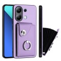 For Xiaomi Redmi Note 13 4G Global Organ Card Bag Ring Holder PU Phone Case(Purple)