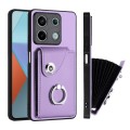 For Xiaomi Redmi Note 13 5G Global Organ Card Bag Ring Holder PU Phone Case(Purple)