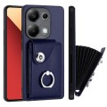 For Xiaomi Redmi Note 13 Pro 4G Global Organ Card Bag Ring Holder PU Phone Case(Blue)
