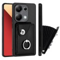 For Xiaomi Redmi Note 13 Pro 4G Global Organ Card Bag Ring Holder PU Phone Case(Black)