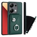 For Xiaomi Redmi Note 13 Pro 4G Global Organ Card Bag Ring Holder PU Phone Case(Green)