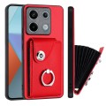 For Xiaomi Redmi Note 13 Pro 5G Global Organ Card Bag Ring Holder PU Phone Case(Red)