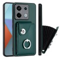 For Xiaomi Redmi Note 13 Pro 5G Global Organ Card Bag Ring Holder PU Phone Case(Green)