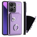 For Xiaomi Redmi Note 13 Pro+ Organ Card Bag Ring Holder PU Phone Case(Purple)
