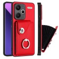 For Xiaomi Redmi Note 13 Pro+ Organ Card Bag Ring Holder PU Phone Case(Red)