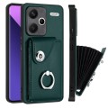 For Xiaomi Redmi Note 13 Pro+ Organ Card Bag Ring Holder PU Phone Case(Green)