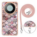For Huawei Mate 60 Electroplating IMD TPU Phone Case with Lanyard(Pink Scales)