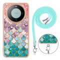 For Huawei Mate 60 Electroplating IMD TPU Phone Case with Lanyard(Colorful Scales)