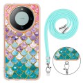 For Huawei Mate 60 Pro Electroplating IMD TPU Phone Case with Lanyard(Colorful Scales)