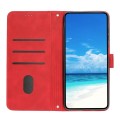 For Tecno Spark 20 Pro Skin Feel Heart Embossed Leather Phone Case with Long Lanyard(Red)