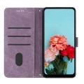 For OPPO Reno11 5G Global Skin Feel Stripe Pattern Leather Phone Case with Long Lanyard(Purple)