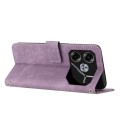For Tecno Pova 6 Skin Feel Stripe Pattern Leather Phone Case with Long Lanyard(Purple)