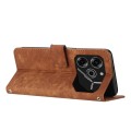 For Tecno Pova 6 Pro Skin Feel Stripe Pattern Leather Phone Case with Long Lanyard(Brown)