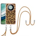 For Huawei Mate 60 Electroplating Dual-side IMD Phone Case with Lanyard(Leopard Print)
