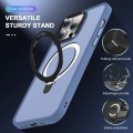 For iPhone 15 Pro Max MagSafe Holder Skin-feel PC Hybrid TPU Phone Case(Blue)