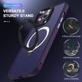 For iPhone 15 Pro Max MagSafe Holder Skin-feel PC Hybrid TPU Phone Case(Dark Purple)