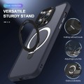 For iPhone 15 Pro MagSafe Holder Skin-feel PC Hybrid TPU Phone Case(Dark Blue)