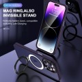 For iPhone 15 Pro MagSafe Holder Skin-feel PC Hybrid TPU Phone Case(Dark Purple)