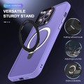 For iPhone 15 Pro MagSafe Holder Skin-feel PC Hybrid TPU Phone Case(Purple)