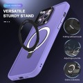 For iPhone 15 Plus MagSafe Holder Skin-feel PC Hybrid TPU Phone Case(Purple)