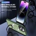 For iPhone 14 MagSafe Holder Skin-feel PC Hybrid TPU Phone Case(Green)