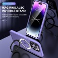 For iPhone 14 Pro MagSafe Holder Skin-feel PC Hybrid TPU Phone Case(Purple)