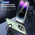 For iPhone 12 MagSafe Holder Skin-feel PC Hybrid TPU Phone Case(Matcha Green)