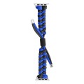 For Apple Watch SE 2023 44mm Paracord Fishtail Braided Silicone Bead Watch Band(Black Blue)