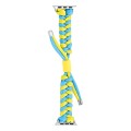For Apple Watch SE 2023 44mm Paracord Fishtail Braided Silicone Bead Watch Band(Light Blue Yellow)