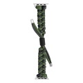 For Apple Watch Series 9 45mm Paracord Fishtail Braided Silicone Bead Watch Band(Black Army Green)