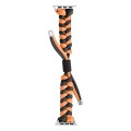 For Apple Watch Ultra 49mm Paracord Fishtail Braided Silicone Bead Watch Band(Black Orange)