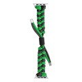 For Apple Watch Series 8 41mm Paracord Fishtail Braided Silicone Bead Watch Band(Black Green)