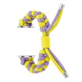 For Apple Watch SE 2022 44mm Paracord Fishtail Braided Silicone Bead Watch Band(Purple Yellow)