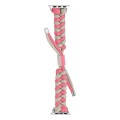 For Apple Watch Series 7 41mm Paracord Fishtail Braided Silicone Bead Watch Band(Pink Grey)