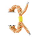 For Apple Watch Series 7 41mm Paracord Fishtail Braided Silicone Bead Watch Band(Orange Yellow)