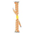For Apple Watch Series 7 41mm Paracord Fishtail Braided Silicone Bead Watch Band(Orange Yellow)