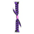 For Apple Watch Series 7 45mm Paracord Fishtail Braided Silicone Bead Watch Band(Black Purple)
