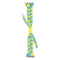 For Apple Watch Series 7 45mm Paracord Fishtail Braided Silicone Bead Watch Band(Light Blue Yellow)