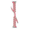 For Apple Watch SE 40mm Paracord Fishtail Braided Silicone Bead Watch Band(Pink Grey)