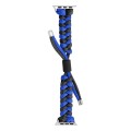 For Apple Watch Series 6 44mm Paracord Fishtail Braided Silicone Bead Watch Band(Black Blue)