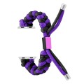 For Apple Watch Series 6 44mm Paracord Fishtail Braided Silicone Bead Watch Band(Black Purple)