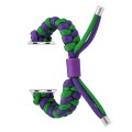 For Apple Watch Series 3 38mm Paracord Fishtail Braided Silicone Bead Watch Band(Dark Purple Green)