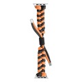 For Apple Watch 38mm Paracord Fishtail Braided Silicone Bead Watch Band(Black Orange)