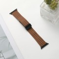 For Apple Watch SE 44mm Water Ripple Magnetic Folding Buckle Watch Band, Style: Bold Version(Brown)