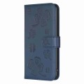 For Xiaomi Poco C55 / Redmi 12C Four-leaf Embossed Leather Phone Case(Blue)